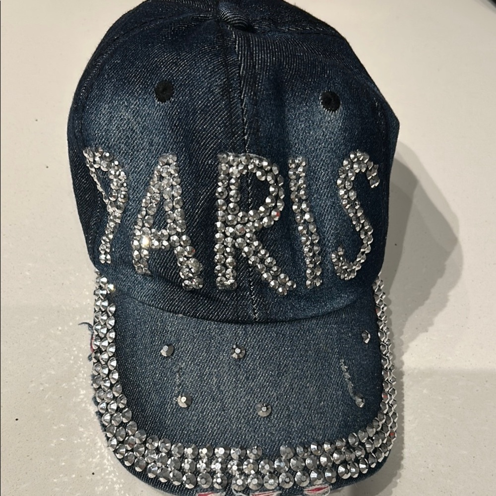Denim Paris Rhinestone Cap NWOT - Picture 3 of 7